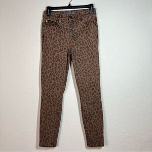Level 99 Leopard Print Button Fly Midi Skinny Ankle Jeans Women's Size 25